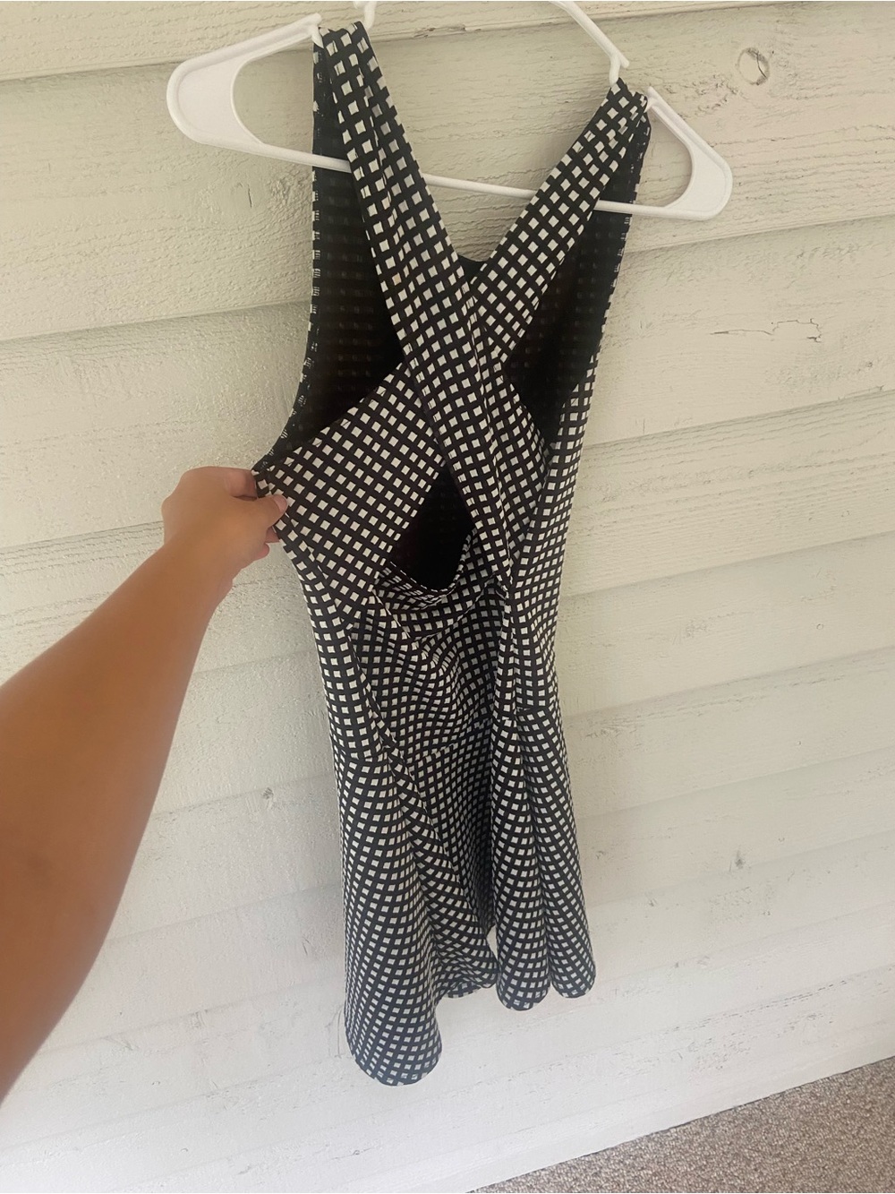 Black & White Checkered Mini Fit-and-Flare Dress - Picture 3 of 4